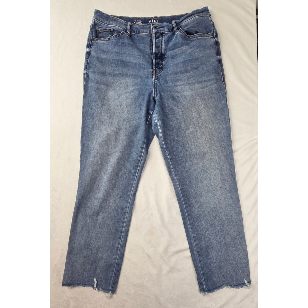 a.n.a‎ Jeans Women 12 Blue Raw Hem High-Rise Straight Good